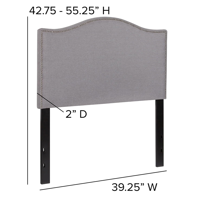 Pemberly Row Modern Upholstered Twin Panel Headboard in Light Gray
