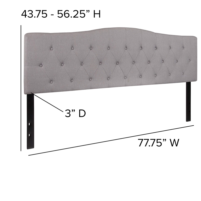 Pemberly Row Modern Tufted King Panel Headboard in Light Gray