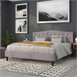 Pemberly Row Modern Tufted King Panel Headboard in Light Gray