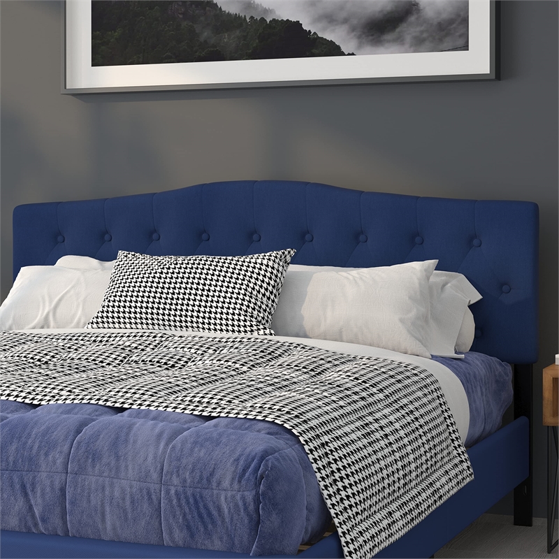 Pemberly Row Contemporary Tufted King Panel Headboard in Navy