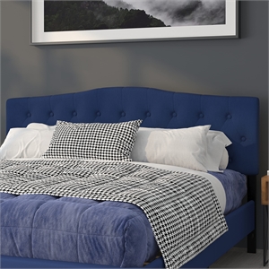 Pemberly Row Contemporary Tufted King Panel Headboard in Navy