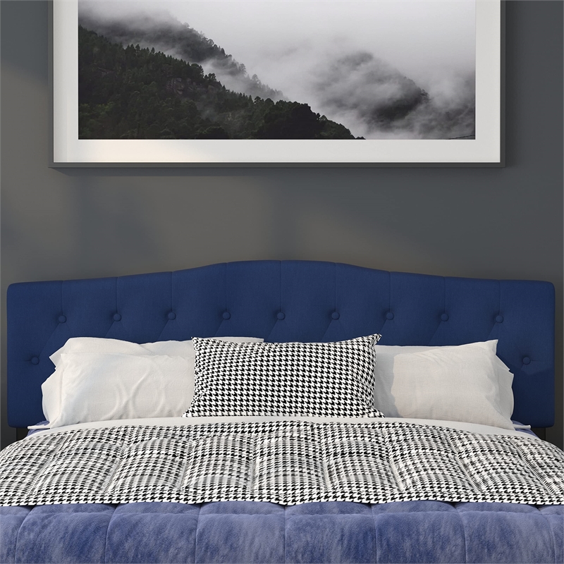 Pemberly Row Contemporary Tufted King Panel Headboard in Navy