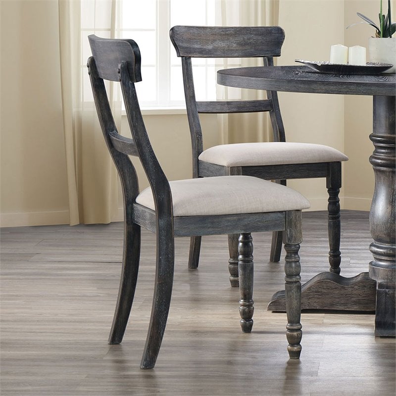 Pemberly Row 2 Pieces Dining Side Chair in Light Brown and Weathered Gray
