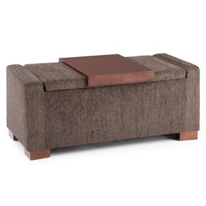 Pemberly Row 42 &quot Lift Top Storage Ottoman - Deep Umber Brown Polyester Fabric