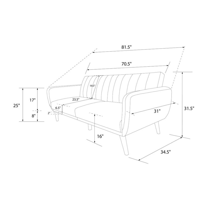 Pemberly Row Modern / Contemporary Sleeper Sofa in Navy Blue