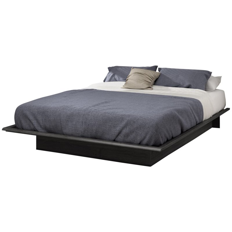Pemberly Row Modern / Contemporary Full Platform Bed in Gray Oak