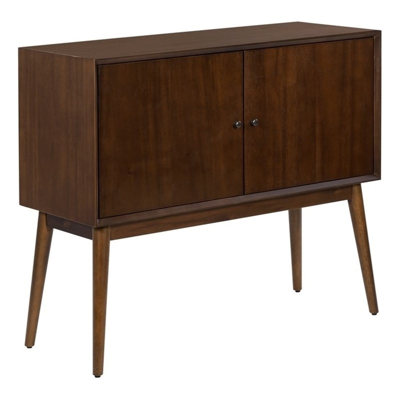 Pemberly Row Contemporary 2 Door Storage Cabinet Walnut Brown