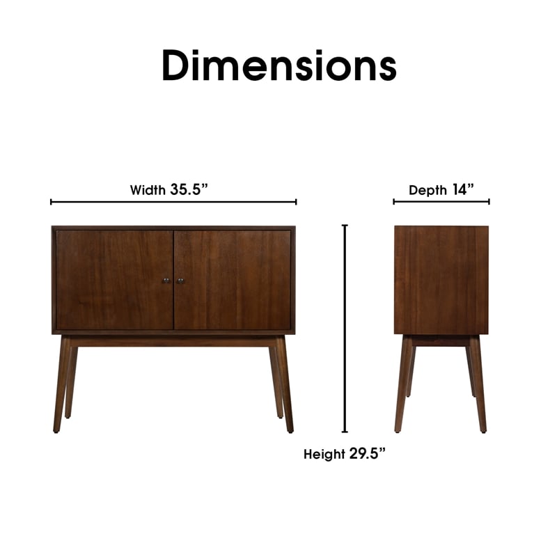 Pemberly Row Contemporary 2 Door Storage Cabinet Walnut Brown