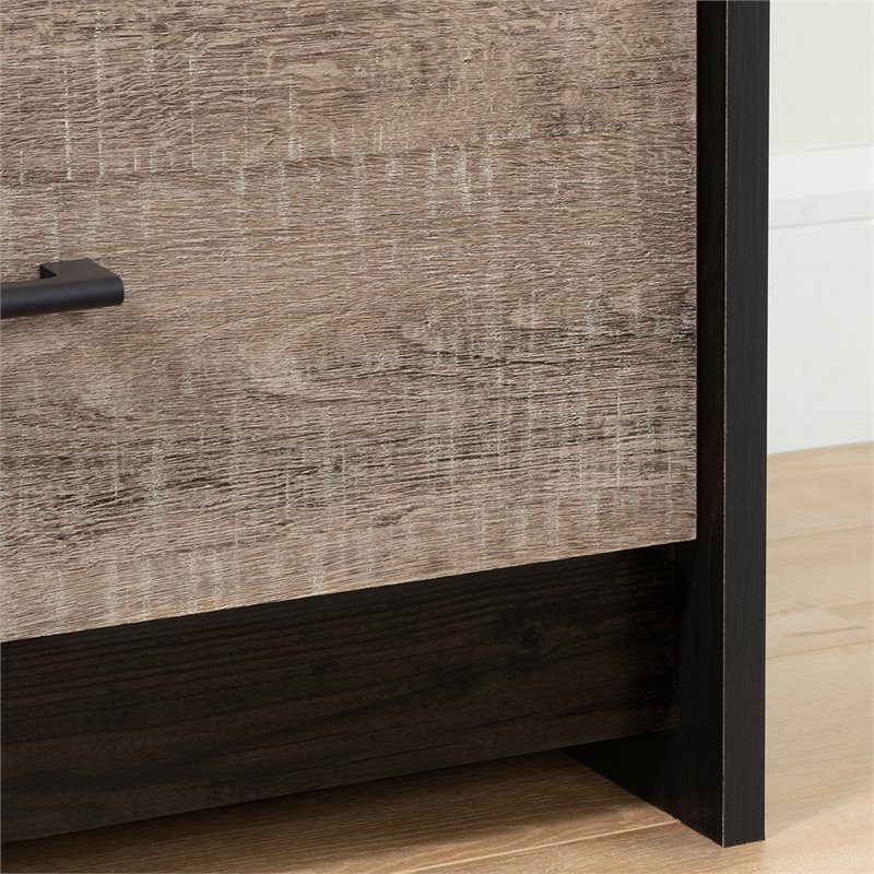 Pemberly Row Modern 5 Drawer Chest in Weathered Oak and Ebony