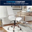 Pemberly Row Mid Back Leather Office Swivel Chair in White and Rose Gold