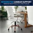 Pemberly Row Mid Back Leather Office Swivel Chair in White and Rose Gold