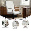 Pemberly Row Mid Back Leather Office Swivel Chair in White and Rose Gold