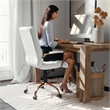 Pemberly Row Mid Back Leather Office Swivel Chair in White and Rose Gold