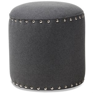 Pemberly Row Modern / Contemporary 14&quot Round Pouf in Dark Gray