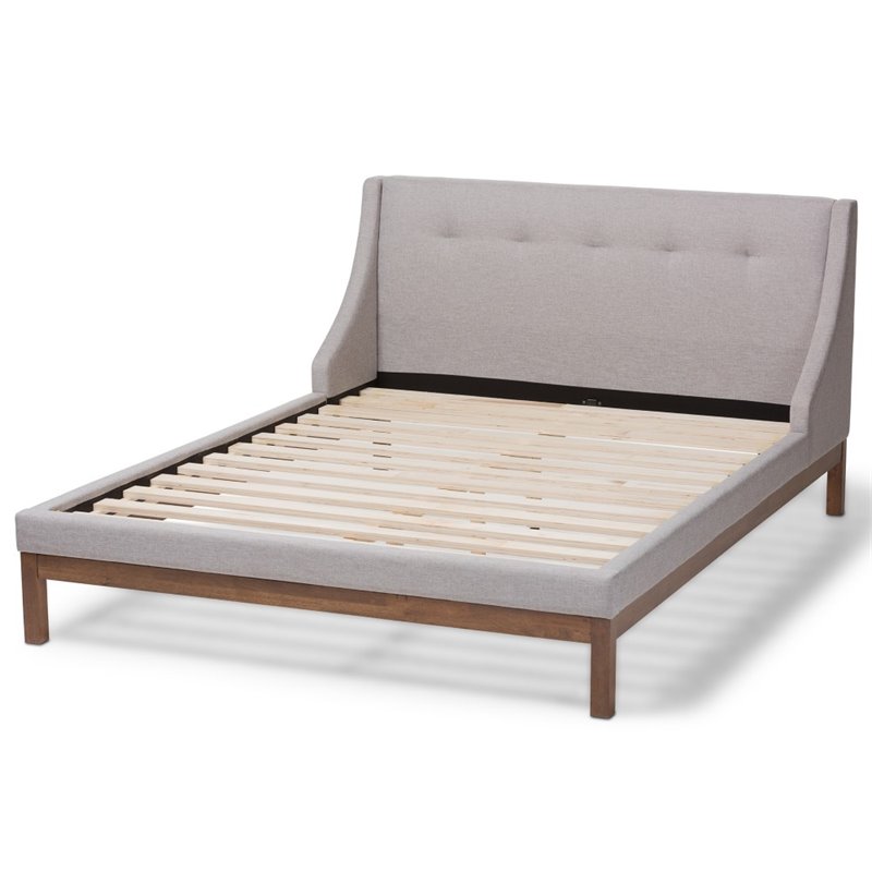 Pemberly Row Modern Upholstered Full Platform Bed in Grayish Beige