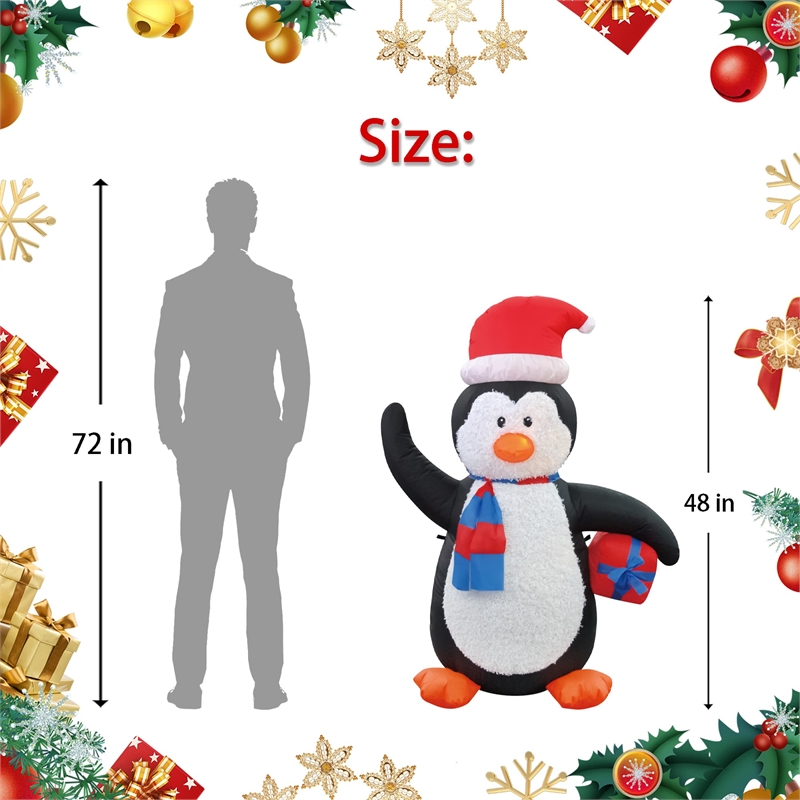 Pemberly Row Modern Inflatable Penguin Decor in White and Black