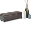 Pemberly Row Modern Faux Leather Storage Ottoman Bench in Brown