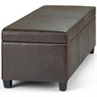 Pemberly Row Modern Faux Leather Storage Ottoman Bench in Brown