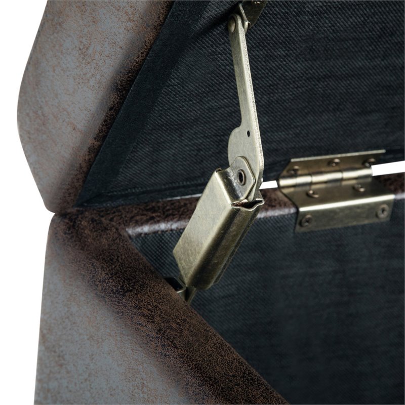 Pemberly Row Modern Faux Leather Storage Ottoman Bench in Brown