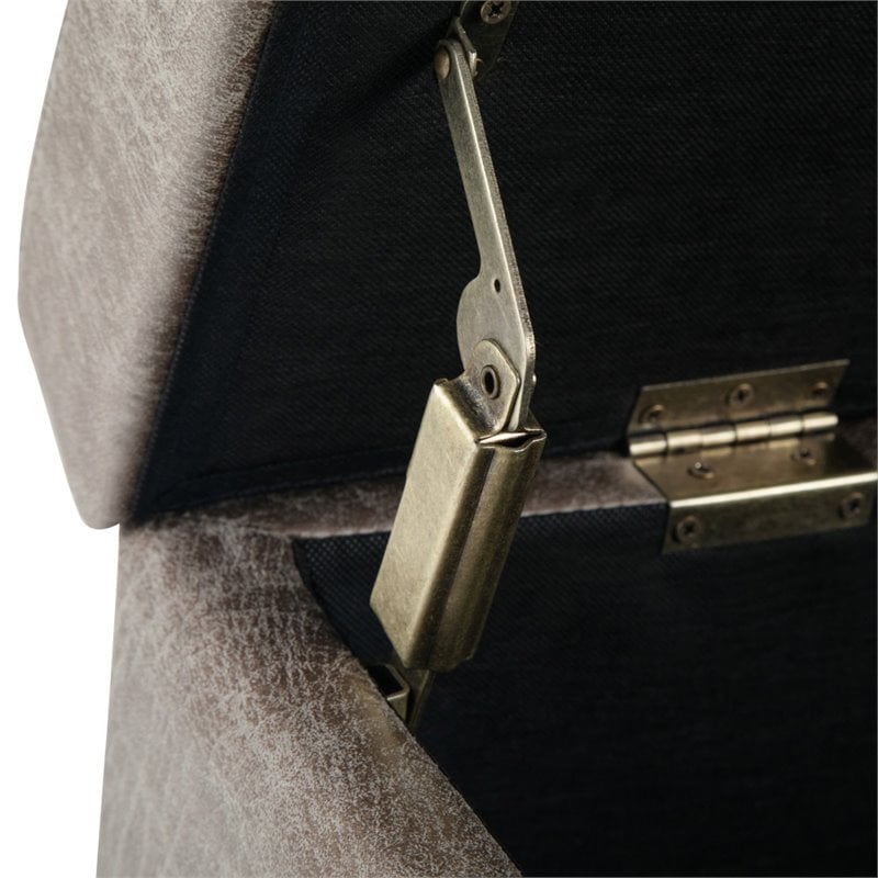 Pemberly Row Faux Leather Storage Ottoman Bench in Distressed Gray Taupe