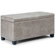Pemberly Row Faux Leather Storage Ottoman Bench in Gray Taupe