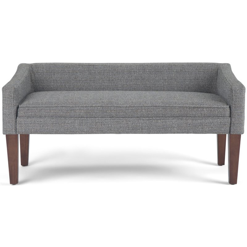 Pemberly Row Upholstered Bedroom Bench in Pebble Gray and Brown