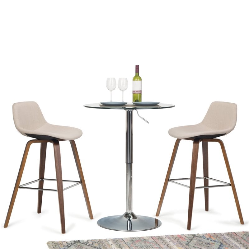 Pemberly Row Counter Height Stool (Set of 2) in Natural Linen Look Fabric