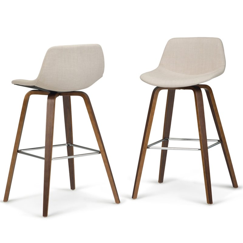 Pemberly Row Counter Height Stool (Set of 2) in Natural Linen Look Fabric