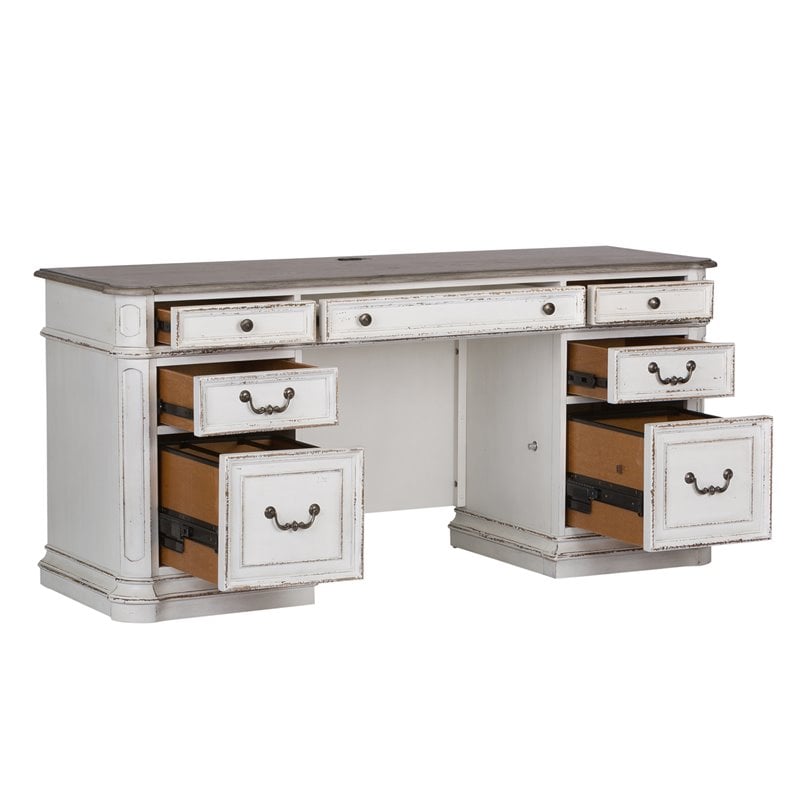 Pemberly Row Contemporary Magnolia Manor Wooden Credenza in White
