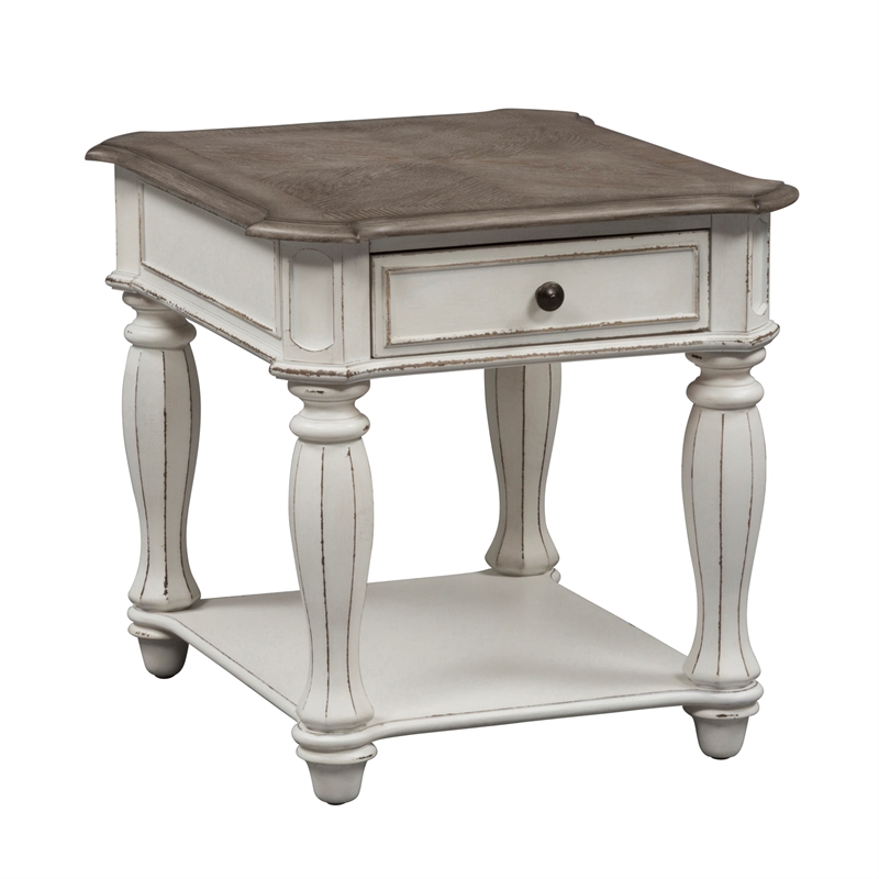 Pemberly Row Magnolia Manor White 3 Piece Set (1-Cocktail 2-End Tables)