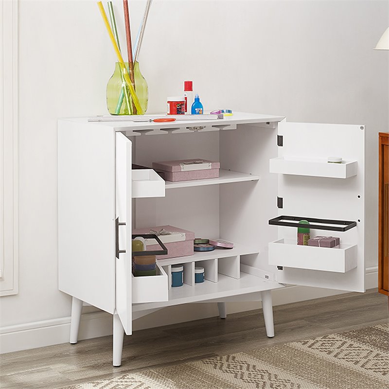 Pemberly Row Modern / Contemporary 2 Door Bar Cabinet in White