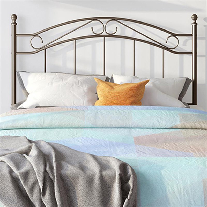 Pemberly Row Modern Full Queen Metal Spindle Headboard in Bronze