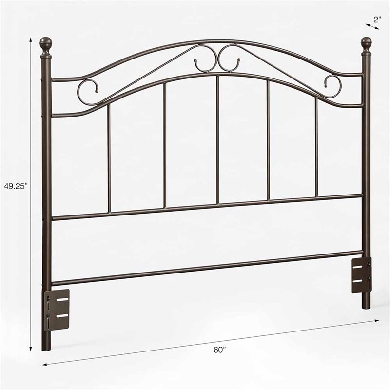 Pemberly Row Modern Full Queen Metal Spindle Headboard in Bronze