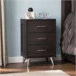 Pemberly Row Contemporary 3 Drawer Nightstand in Ebony and Chrome