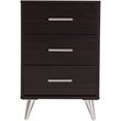 Pemberly Row Contemporary 3 Drawer Nightstand in Ebony and Chrome