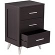 Pemberly Row Contemporary 3 Drawer Nightstand in Ebony and Chrome