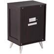 Pemberly Row Contemporary 3 Drawer Nightstand in Ebony and Chrome