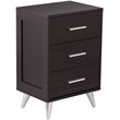 Pemberly Row Contemporary 3 Drawer Nightstand in Ebony and Chrome