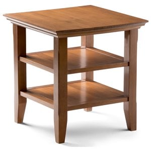 Pemberly Row Wood 19&quot Square Transitional End Table in Light Golden Brown