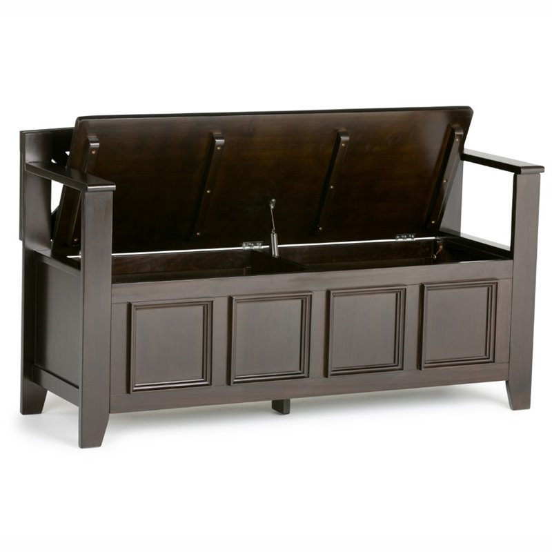 Pemberly Row Solid Wood Entryway Lift-Top Storage Bench in Hickory Brown