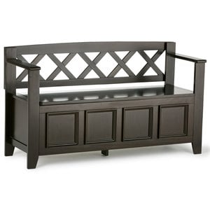 Pemberly Row Solid Wood Entryway Lift-Top Storage Bench in Hickory Brown