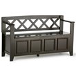 Pemberly Row Solid Wood Entryway Lift-Top Storage Bench in Hickory Brown