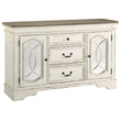Pemberly Row Modern / Contemporary Server in Chipped White and Brown