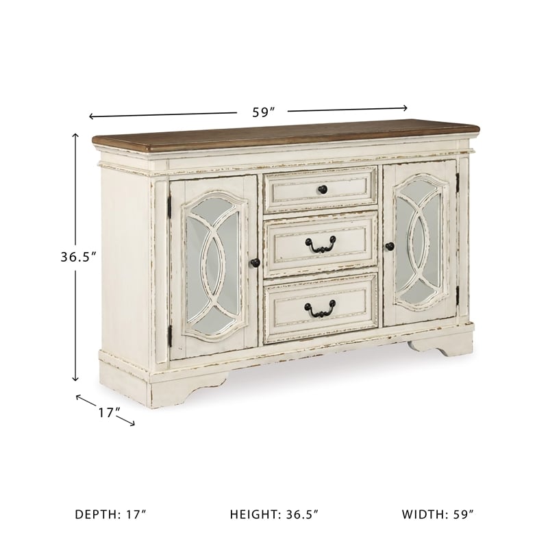 Pemberly Row Modern / Contemporary Server in Chipped White and Brown
