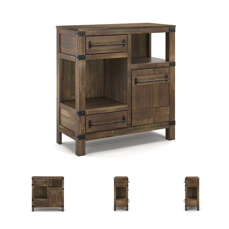 Pemberly Row Modern Accent Cabinet in Light Brown and Bronze