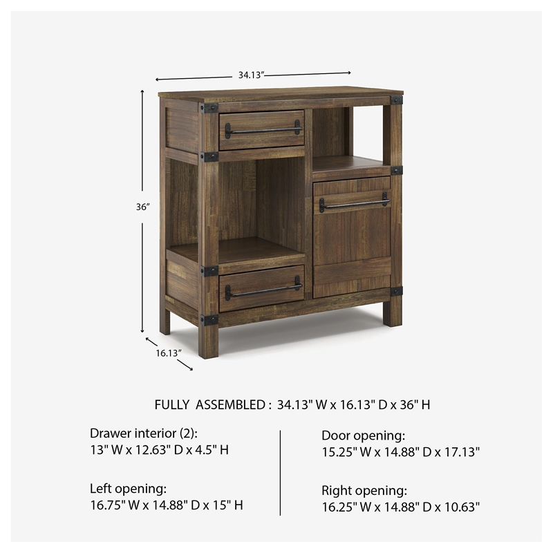 Pemberly Row Modern Accent Cabinet in Light Brown and Bronze