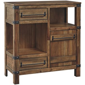 pemberly row modern accent cabinet in light brown and bronze