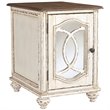 Pemberly Row Mirrored Storage End Table in Chipped White/Brown