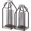 Pemberly Row 2 Piece Metal and Glass Lantern Candle Holder Set