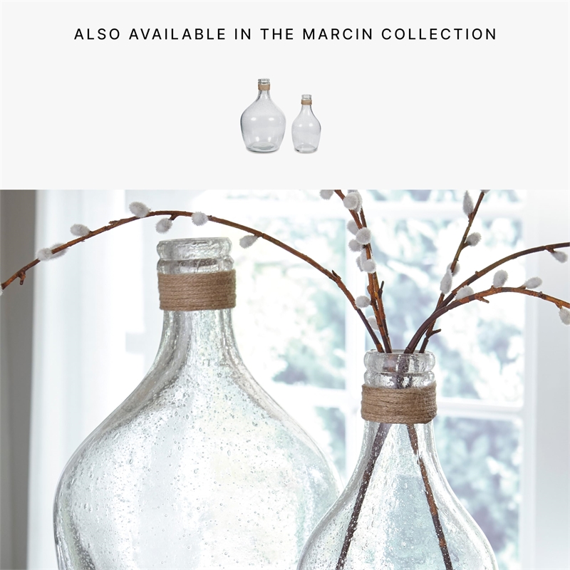 Pemberly Row Contemporary Transitional 2 Piece Glass Vase Set